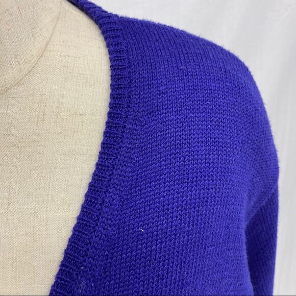 Vintage purple double breasted cardigan sweater hand embroidered size Medium - Picture 10 of 12